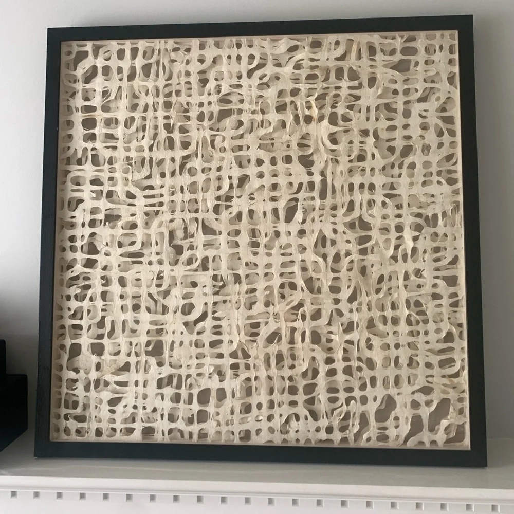 MCM‎ Organic Modern Wall Art in Paper and Muslin in a Shadowbox Frame linen